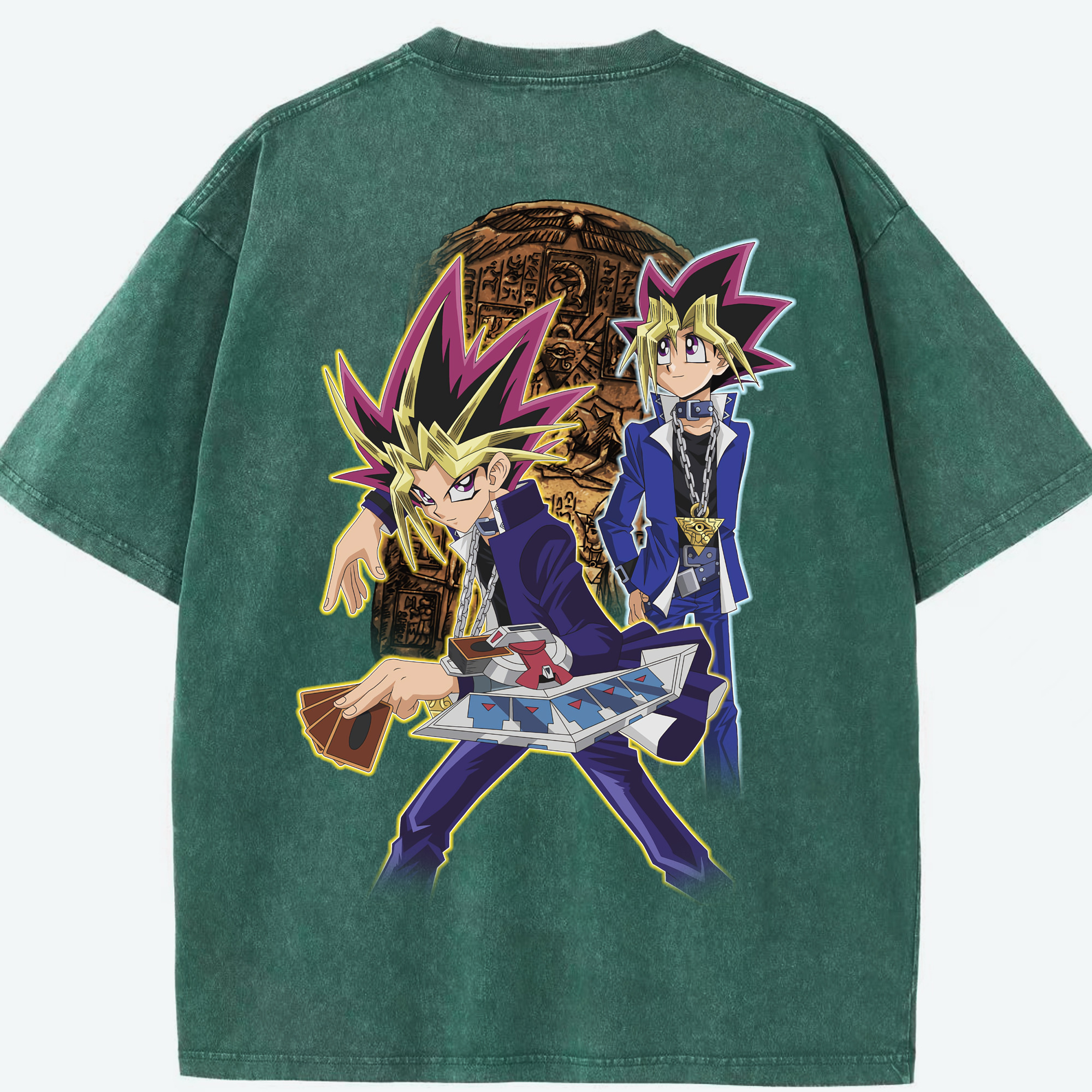 （画像用） 遊☆戯☆王 Yu-Gi-Oh! 綿100% ヴィンテージ風 半袖Tシャツ（背面プリント）